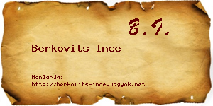 Berkovits Ince névjegykártya
